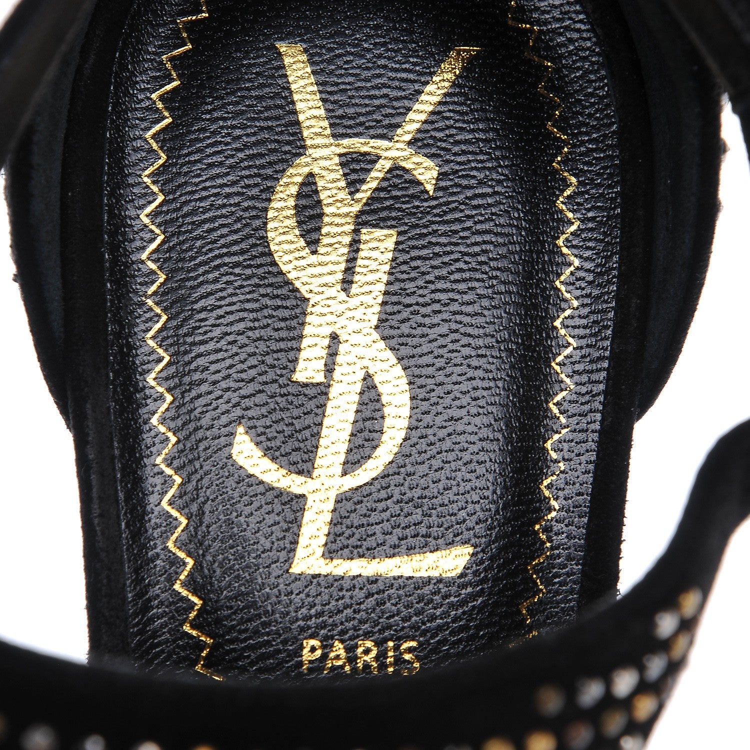 Saint Laurent Suede Studded Tribute 105 Platform Sandals 34.5 Black 7 of 8