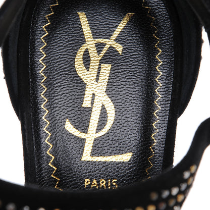 Saint Laurent Suede Studded Tribute 105 Platform Sandals 34.5 Black 7 of 8