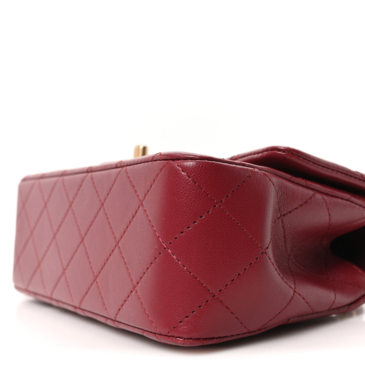 Lambskin Quilted Mini Top Handle Rectangular Flap Burgundy