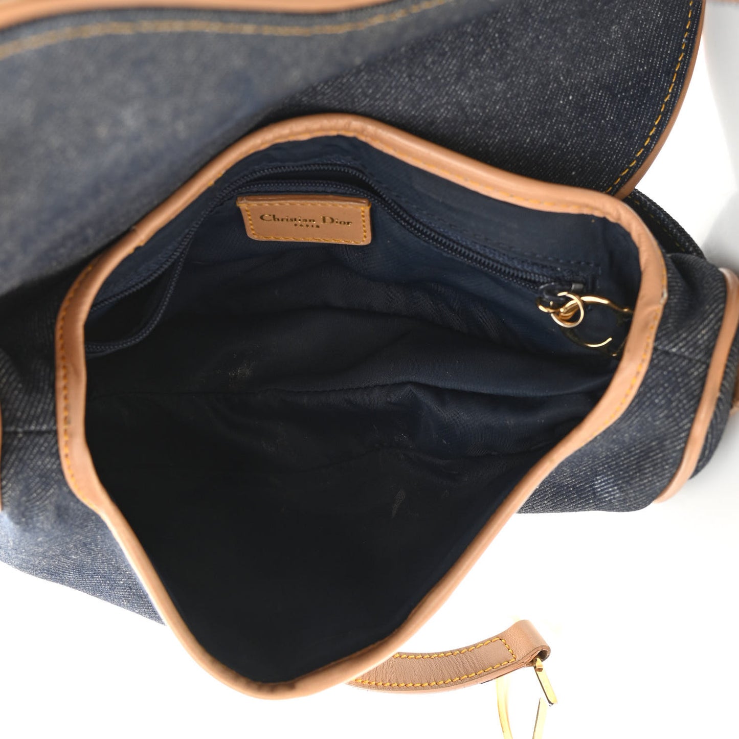 Denim Calfskin Saddle Bag Blue