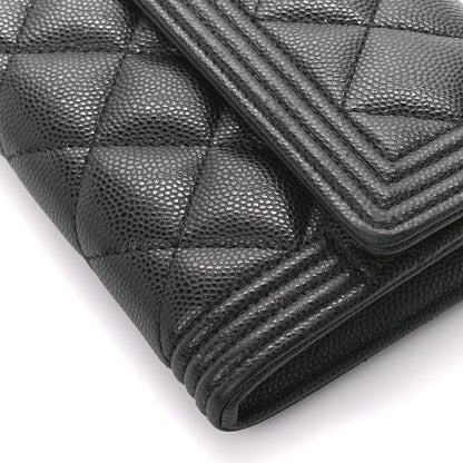 Chanel Caviar Quilted Large Boy Gusset Flap Wallet Black 12 of 13