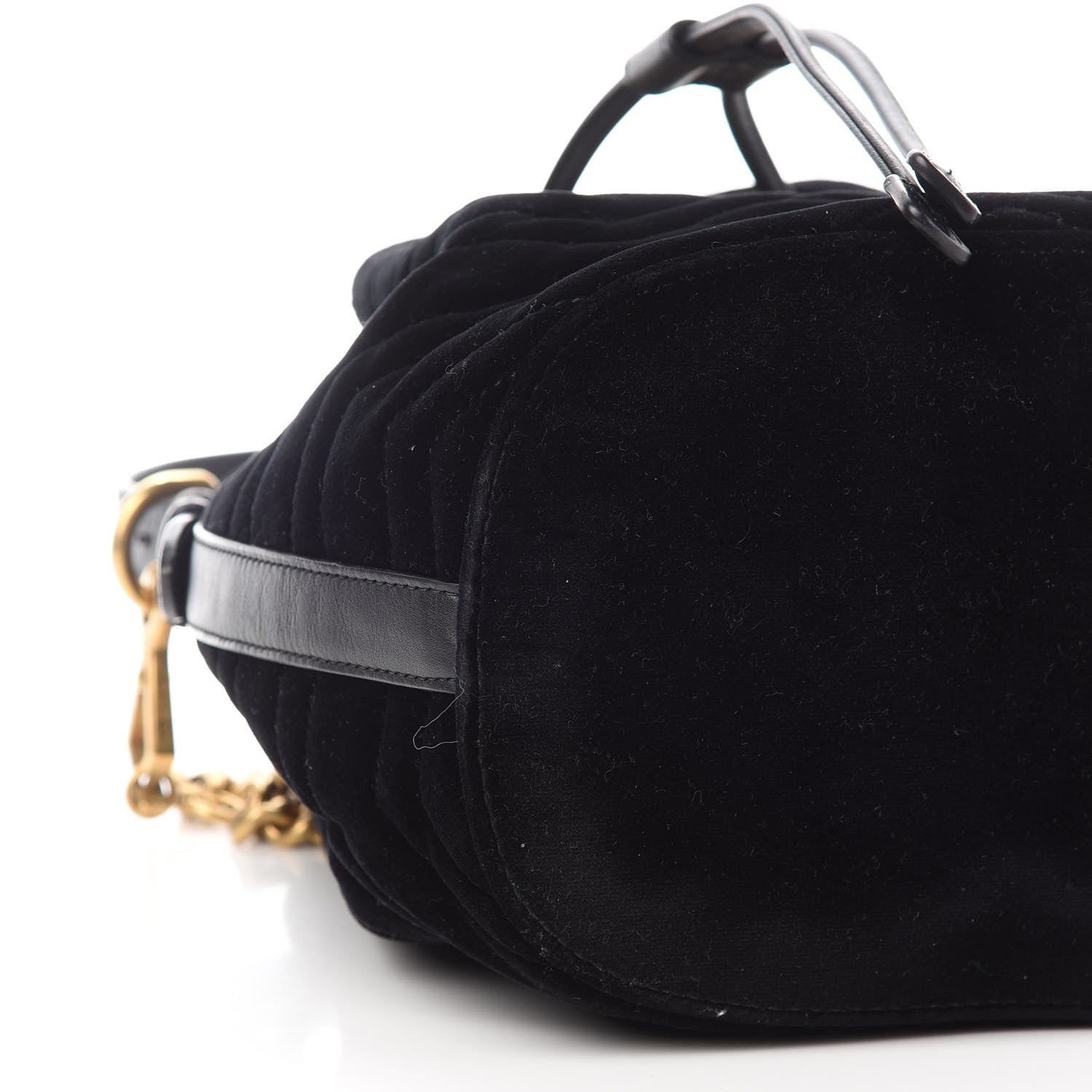 Gucci Velvet Matelasse GG Marmont Bucket Bag Black 8 of 9