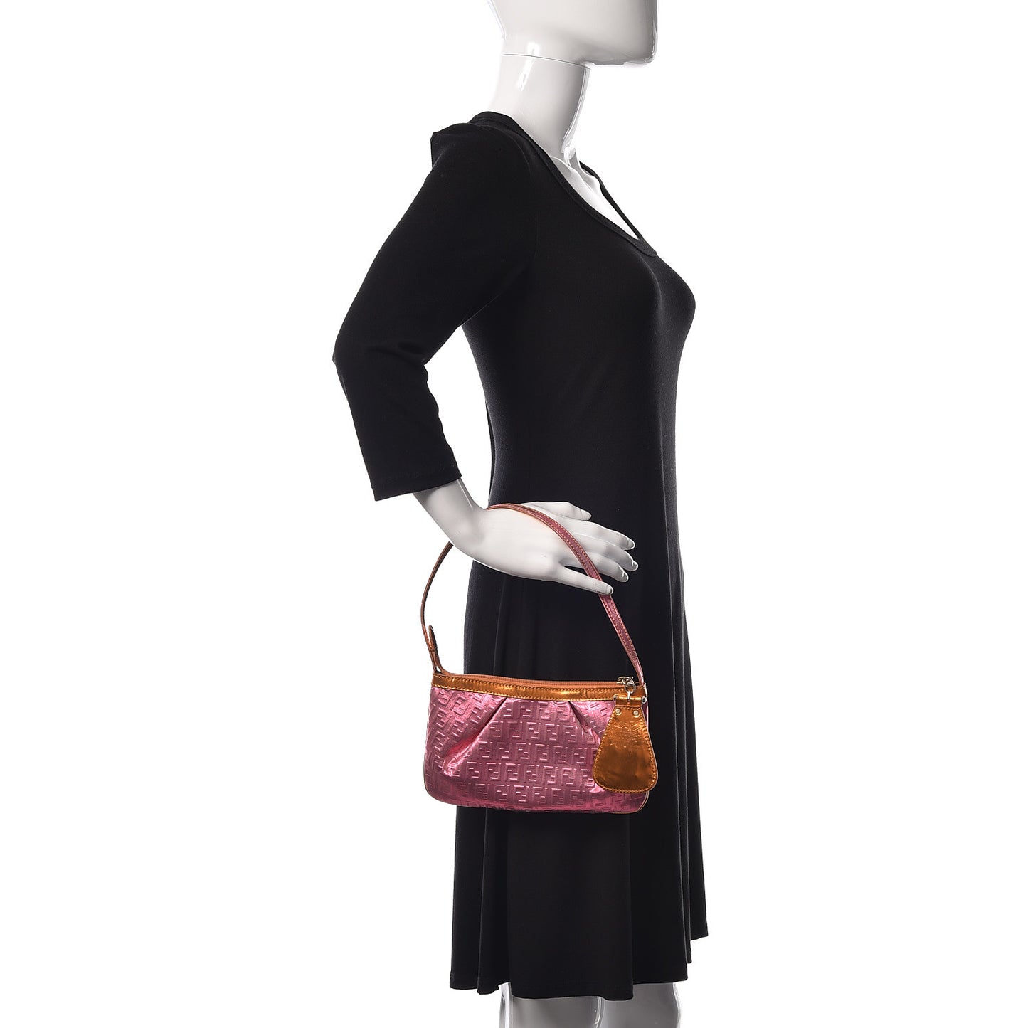 Metallic Lurex Patent Zucchino Pochette Pink Orange
