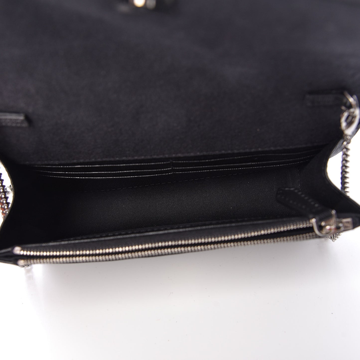 Vitello Elite Mink Fur Studded Karlito Tube Wallet on Chain Black