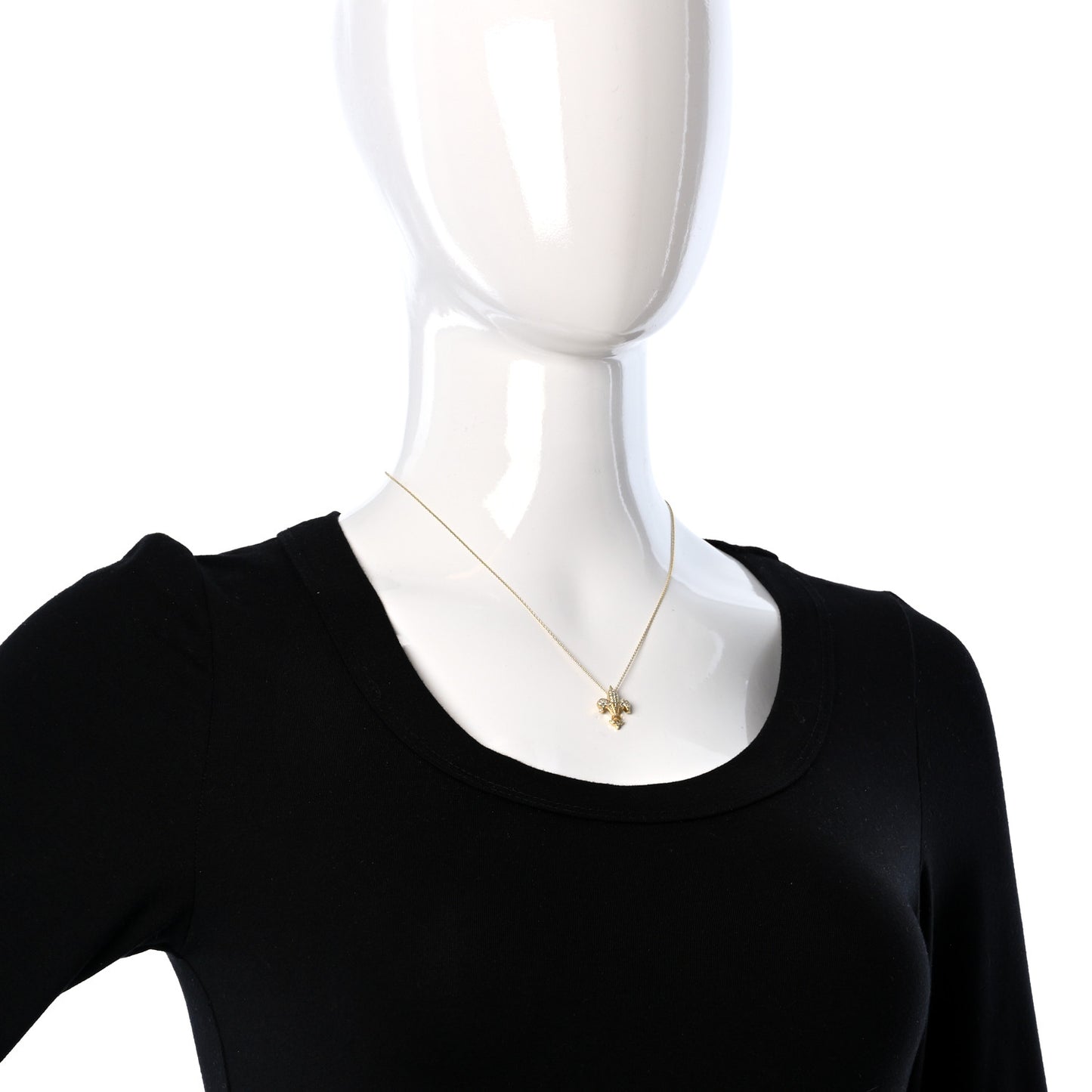 18K Yellow Gold Diamond Tiny Treasures Fleur de Lis Pendant Necklace
