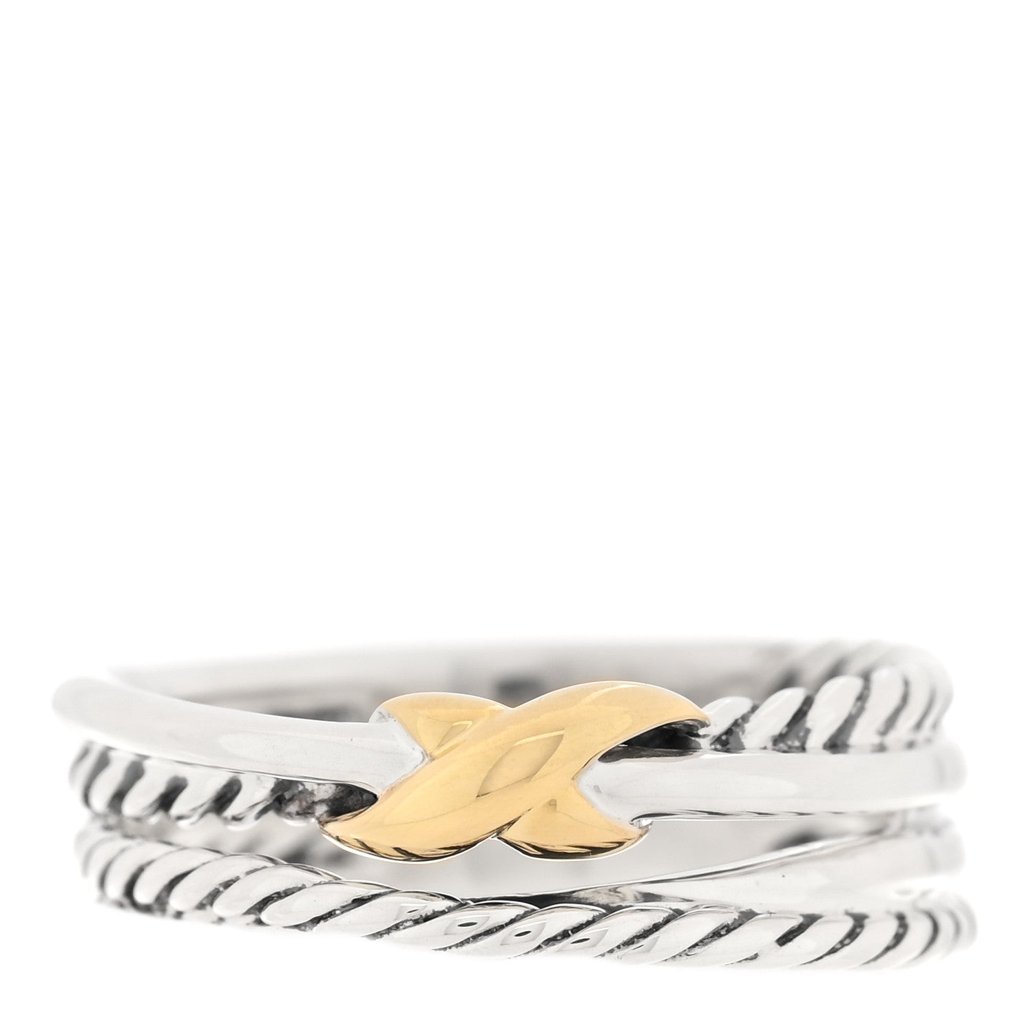 David Yurman Sterling Silver 18K Yellow Gold 6mm X Crossover Ring 51 5.75 1 of 4