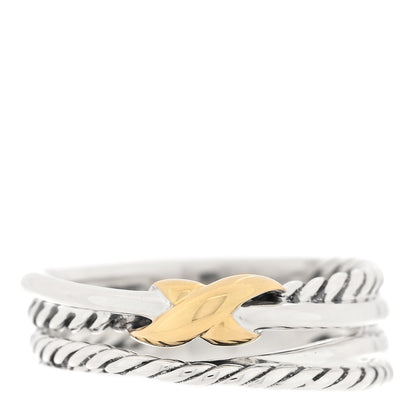 David Yurman Sterling Silver 18K Yellow Gold 6mm X Crossover Ring 51 5.75 1 of 4