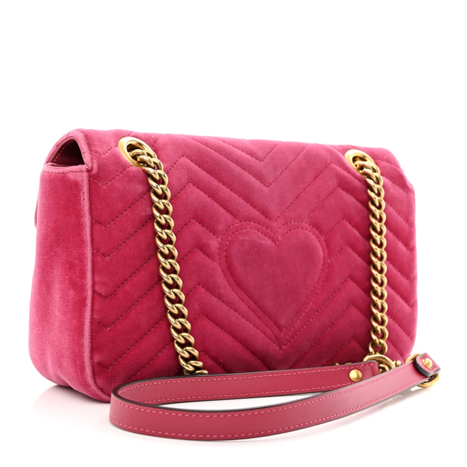 Gucci Velvet Matelasse Small GG Marmont Shoulder Bag Light Raspberry Rose 3 of 11