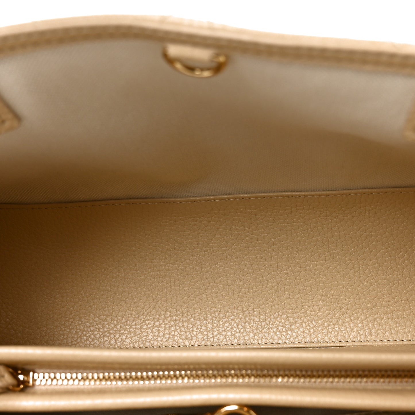 Grained Calfskin Stitched Urban Essentials Small Shopping Bag Beige