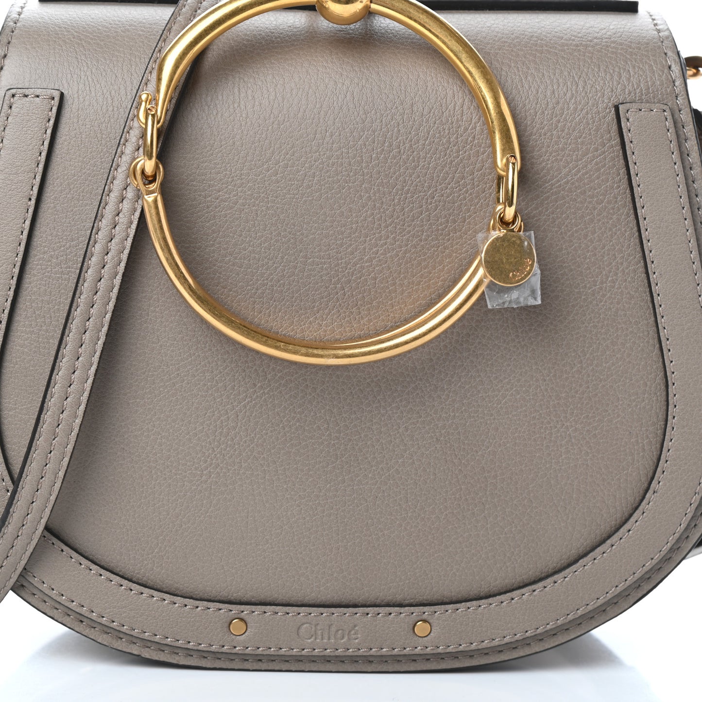 Calfskin Suede Medium Nile Bracelet Bag Motty Grey