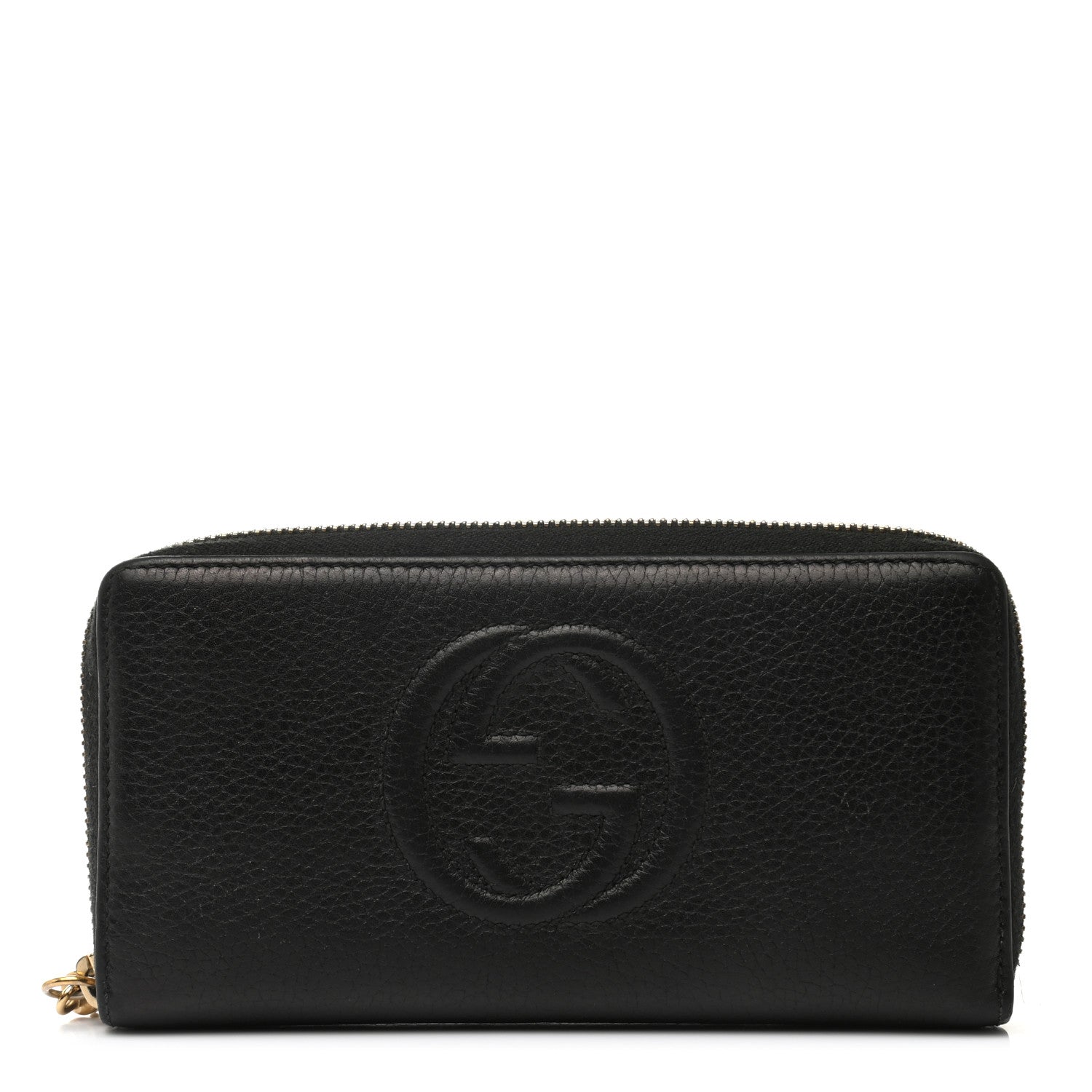 Gucci Pebbled Calfskin Soho Zip Around Wallet Black 1 of 7