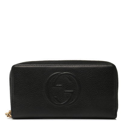 Gucci Pebbled Calfskin Soho Zip Around Wallet Black 1 of 7
