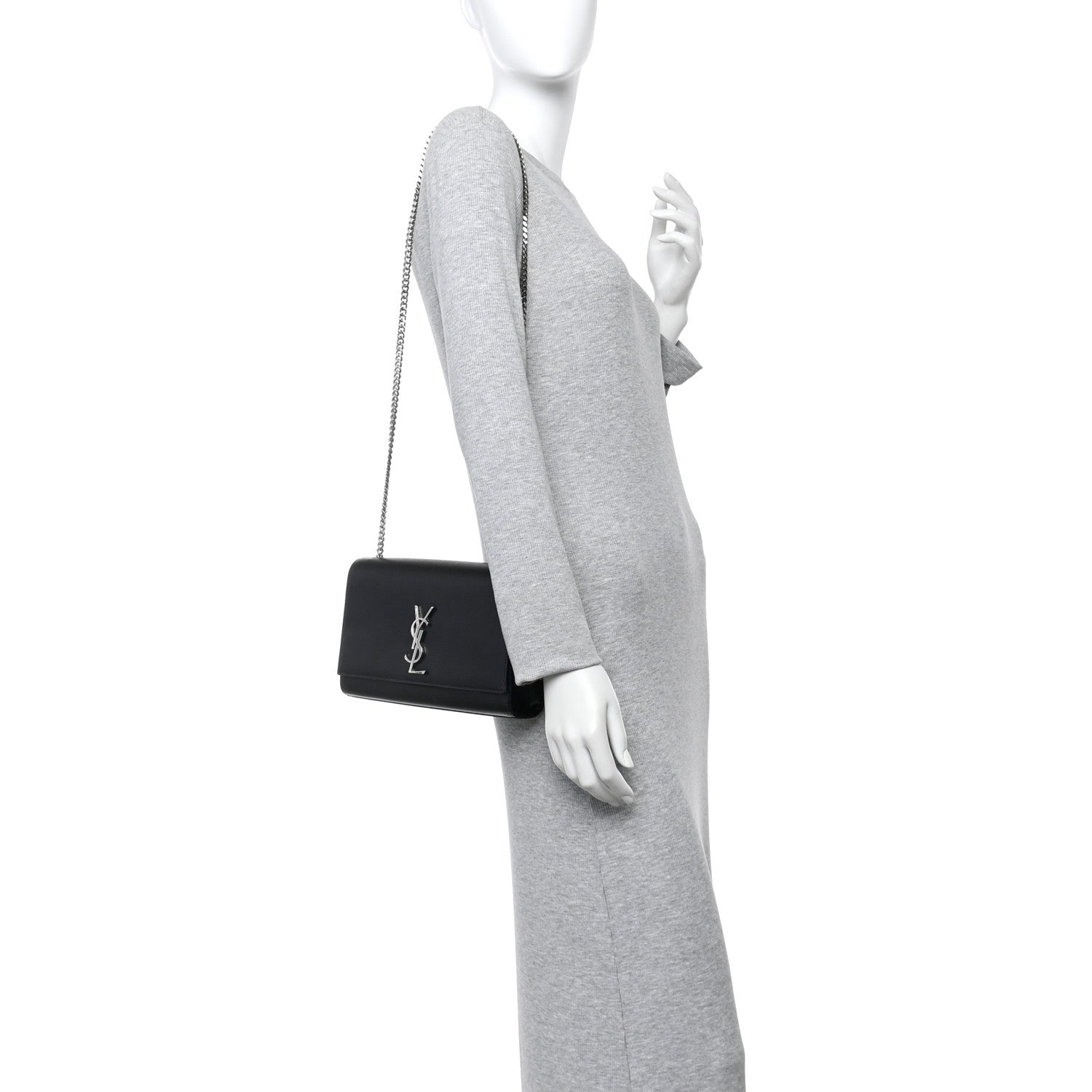 Saint Laurent Grain De Poudre Medium Classic Monogram Kate Satchel Black 2 of 10