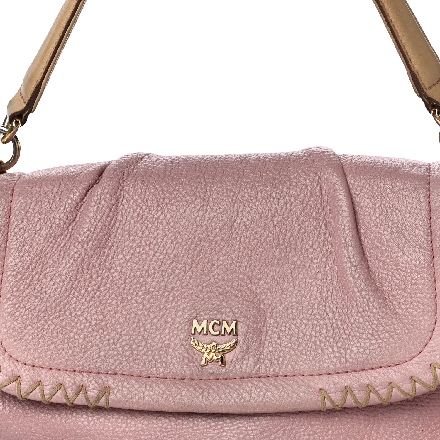 MCM Grained Calfskin Shoulder Bag Pink 7 of 27