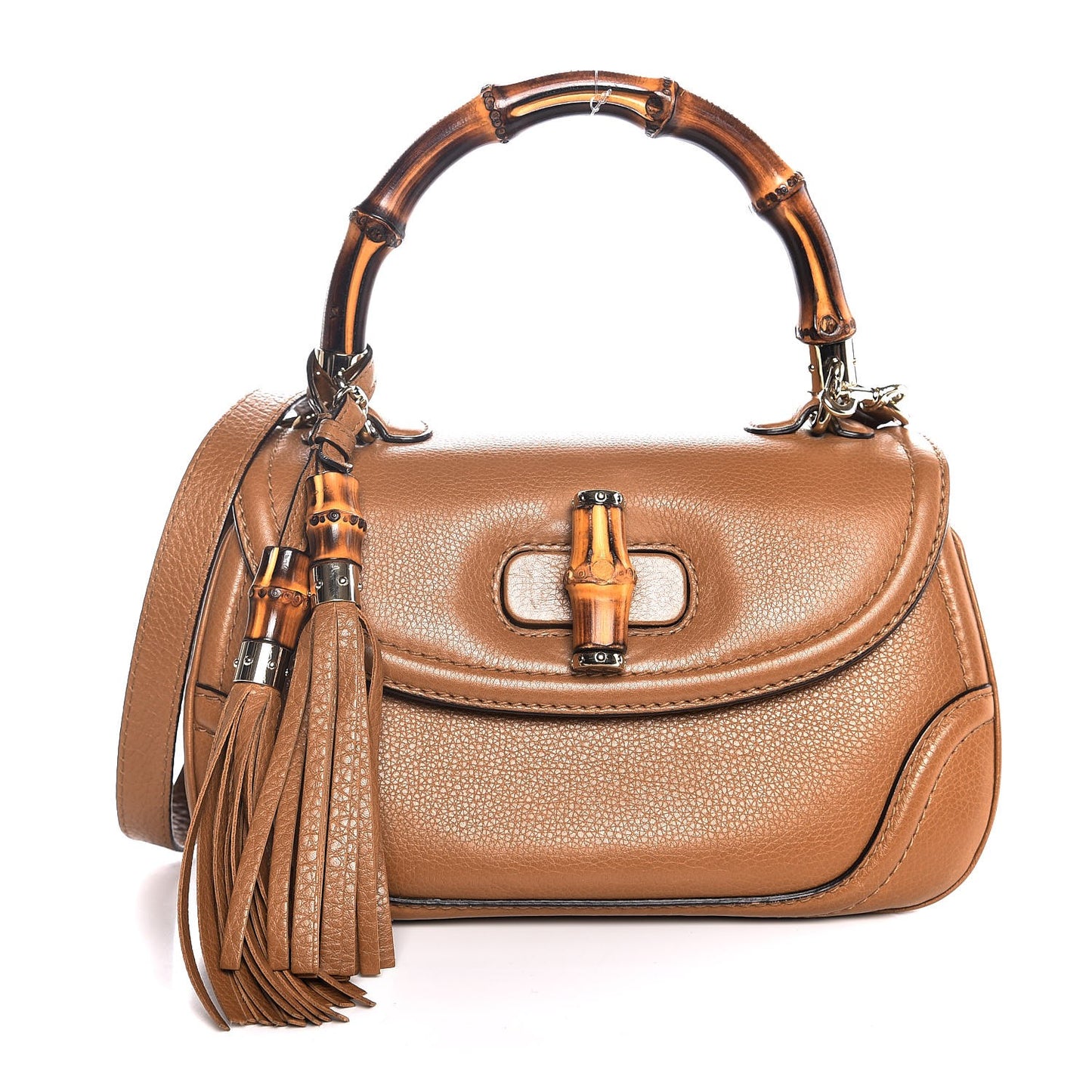 Calfskin Medium New Bamboo Top Handle Bag Tan