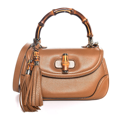 Gucci Calfskin Medium New Bamboo Top Handle Bag Tan 1 of 8