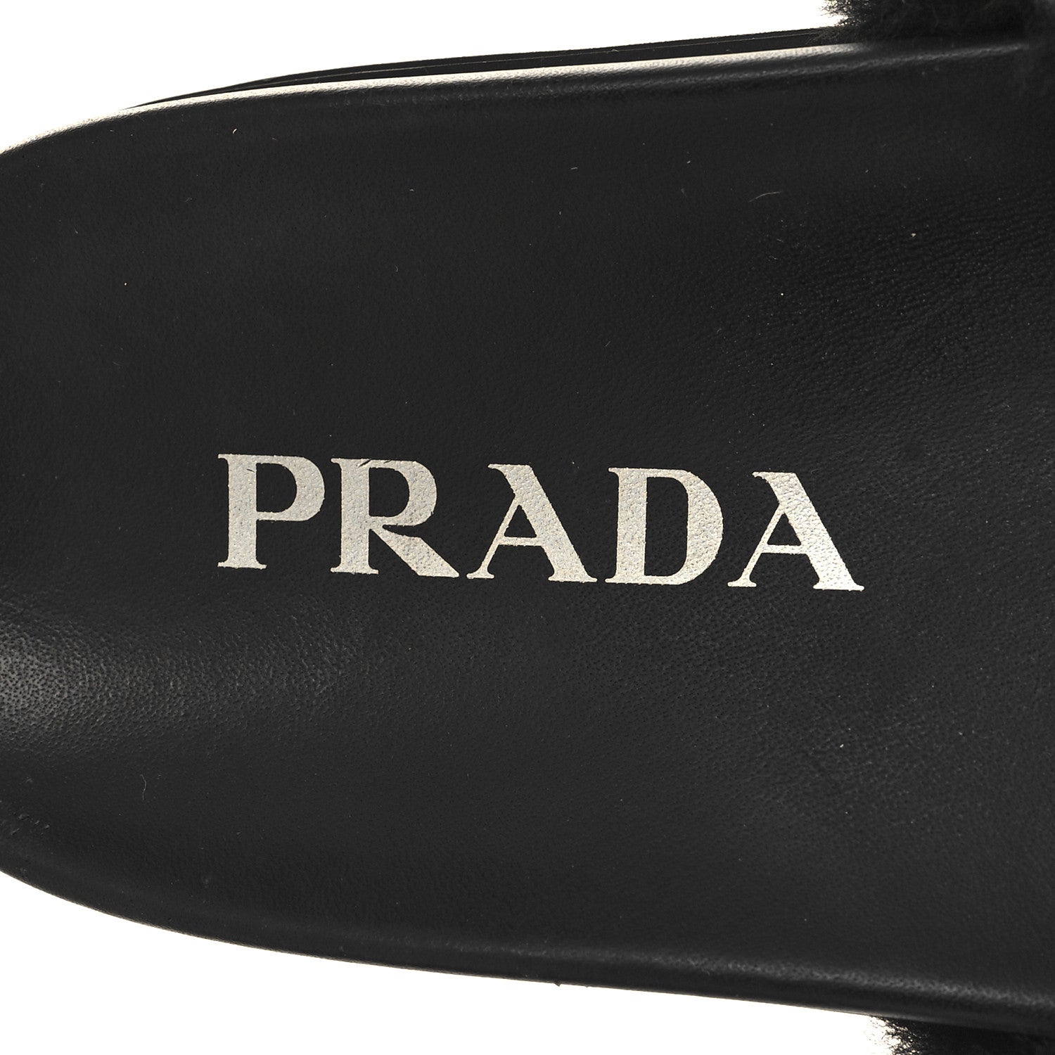 Prada Shearling Metal Triangle Logo Lug Sole 20mm Slide Sandals 35 Black 8 of 8