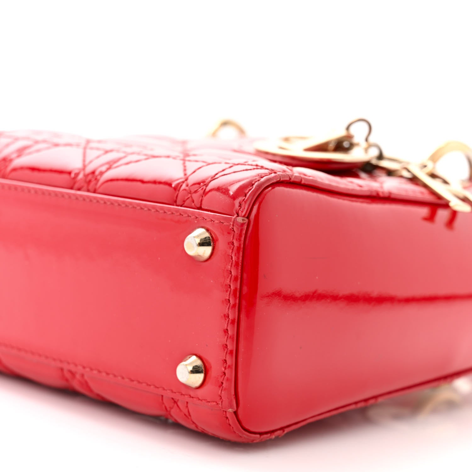 Christian Dior Patent Cannage Mini Lady Dior Red 10 of 11