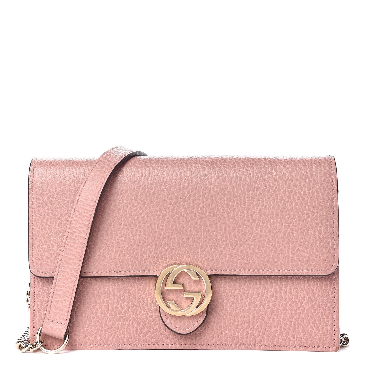Gucci Dollar Calfskin Interlocking G Chain Wallet Soft Pink 1 of 9