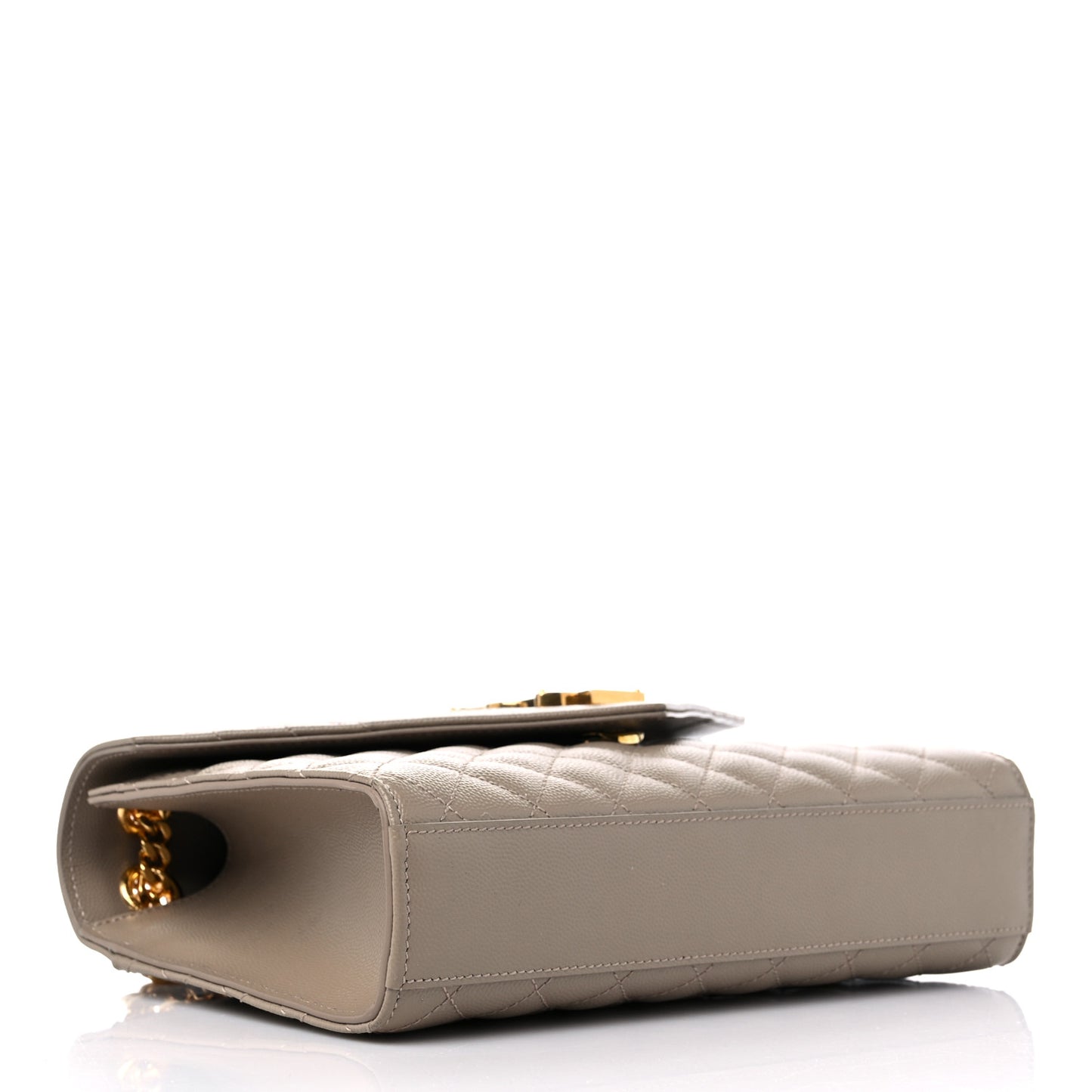 Grain De Poudre Textured Mixed Matelasse Medium Triquilt Monogram Satchel Dark Beige
