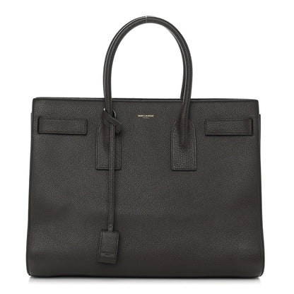 Saint Laurent Grained Calfskin Large Sac de Jour Carryall Earth 1 of 16