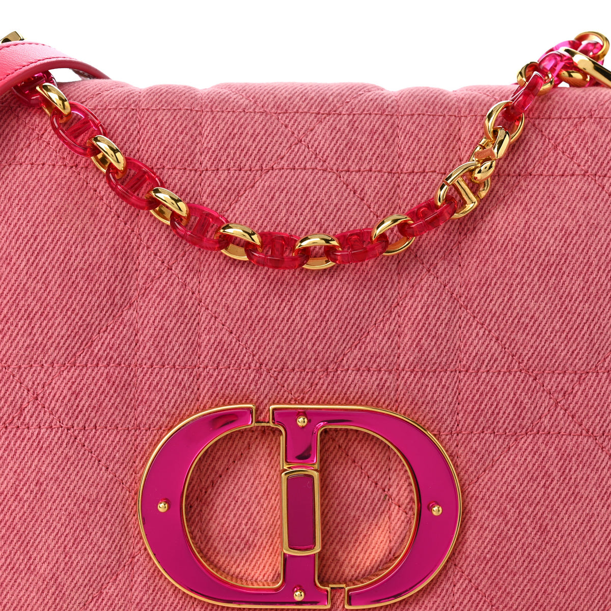 Denim Macrocannage Medium Caro Bag Fuchsia Multicolor