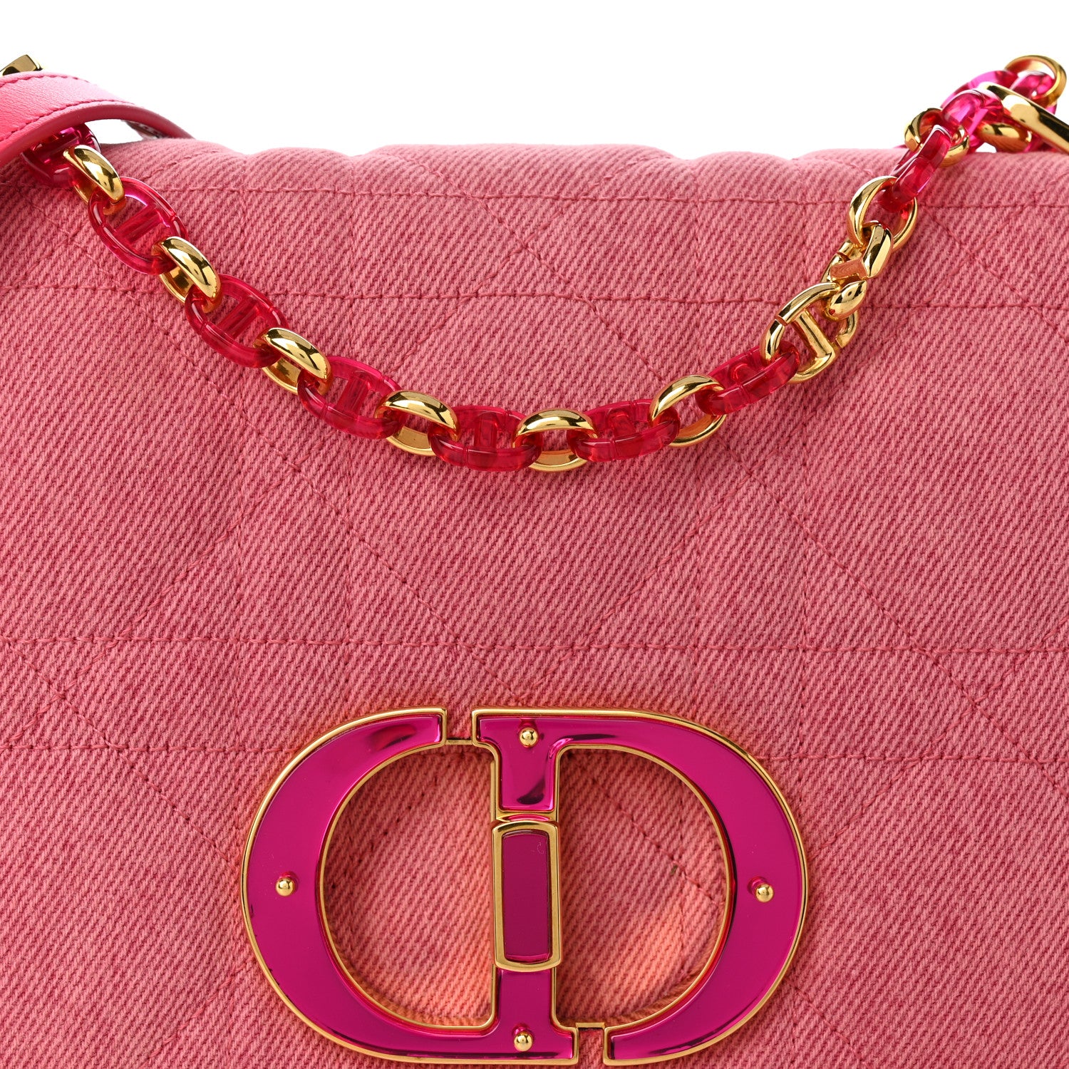 Christian Dior Denim Macrocannage Medium Caro Bag Fuchsia Multicolor 7 of 9