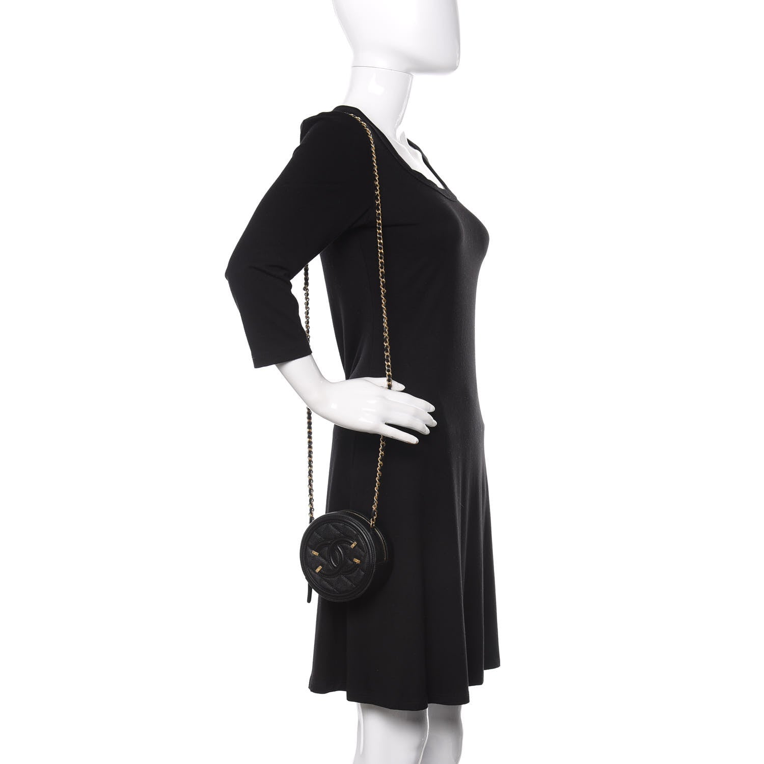 Chanel Caviar Quilted Round Filigree Crossbody Black 2 of 10