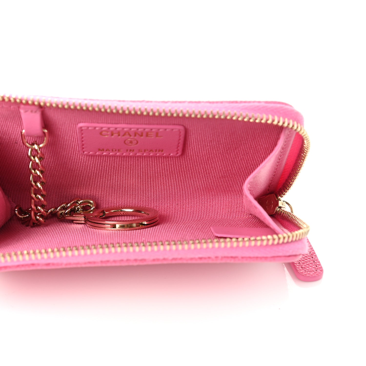 Chanel Caviar Quilted Zipped Key Holder Case Pink 5 of 8