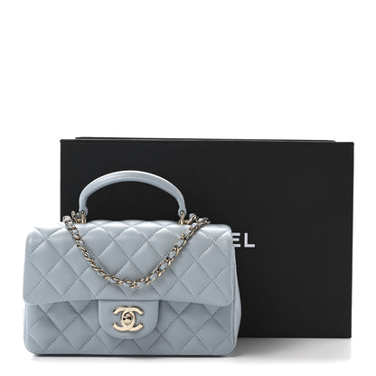 Chanel Lambskin Quilted Mini Top Handle Rectangular Flap Light Blue 11 of 11