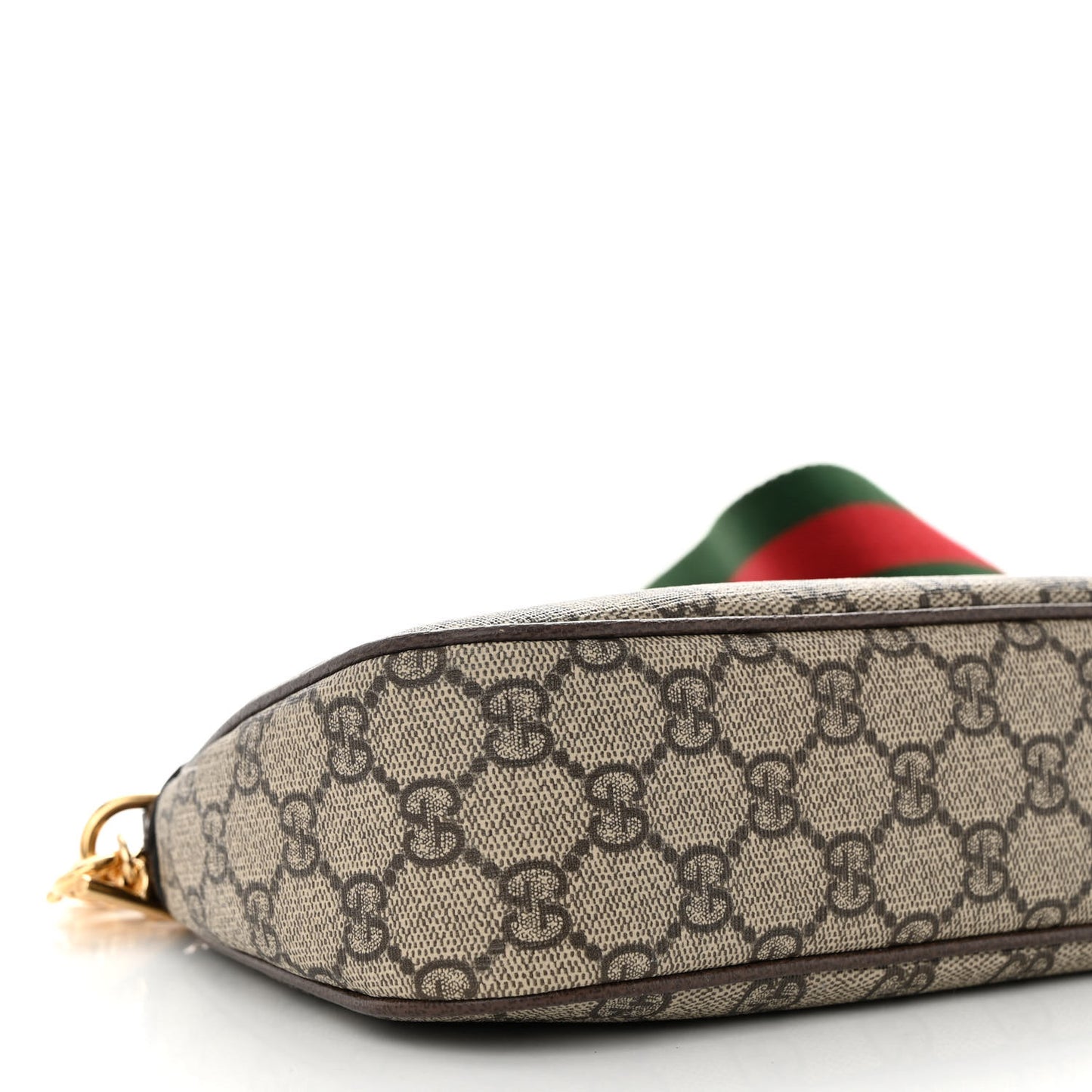 GG Supreme Monogram Textured Dollar Calfskin Web Small Ophidia GG Handbag Beige Ebony New Acero