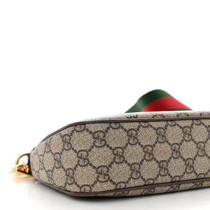 Gucci GG Supreme Monogram Textured Dollar Calfskin Web Small Ophidia GG Handbag Beige Ebony New Acero 8 of 10