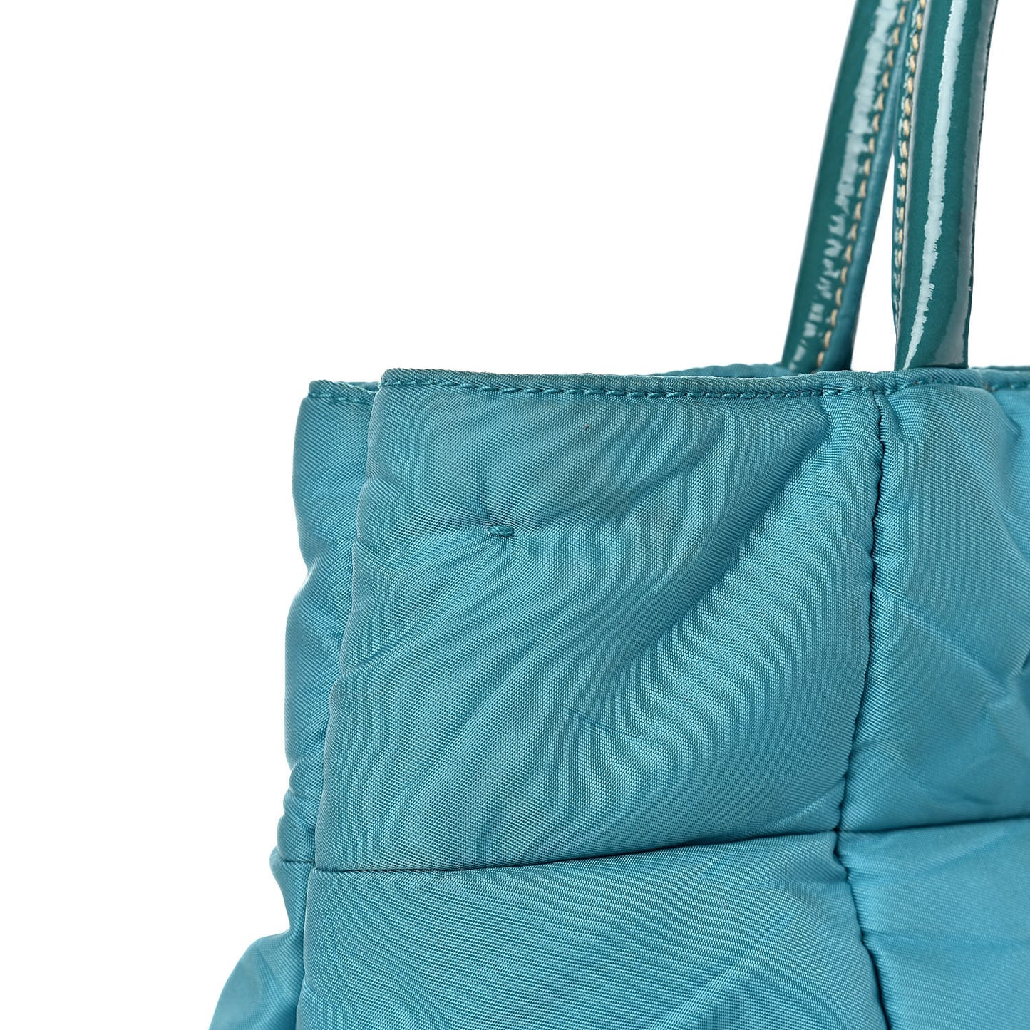 Tessuto Nylon Quilted Tote Turchese