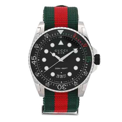 Gucci Stainless Steel Nylon 45mm Dive Quartz Watch Black 1 of 5