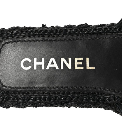 Chanel Braided Cord CC Espadrille Slip On Sandals 38 Black 8 of 9