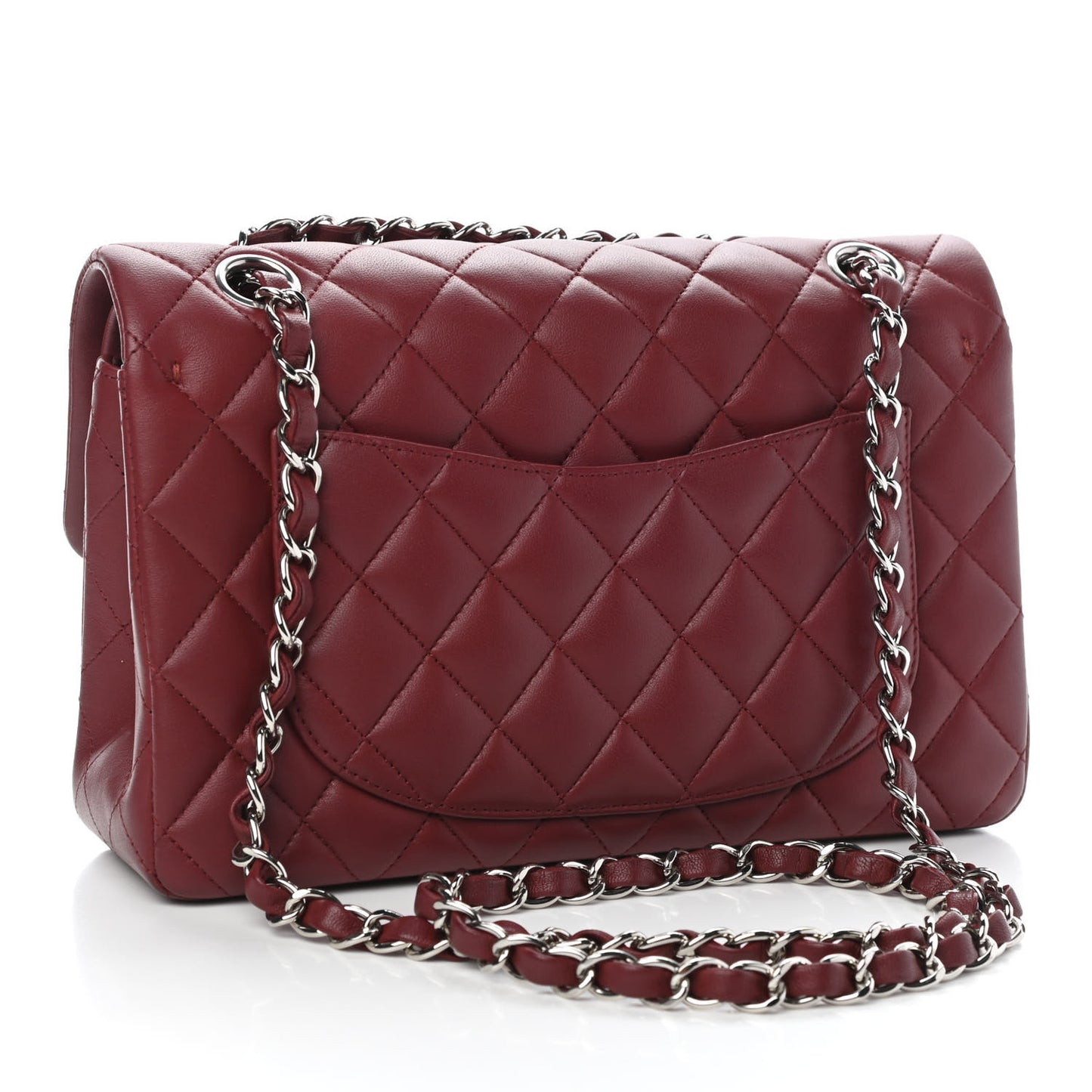 Lambskin Quilted Small Double Flap Dark Red
