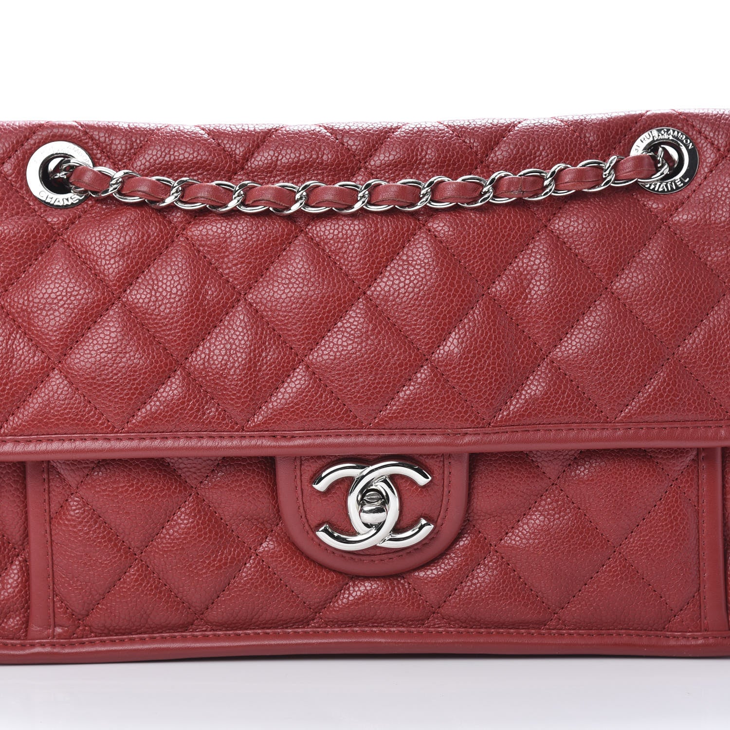 Chanel Caviar Quilted Large French Riviera Flap Red 7 of 9