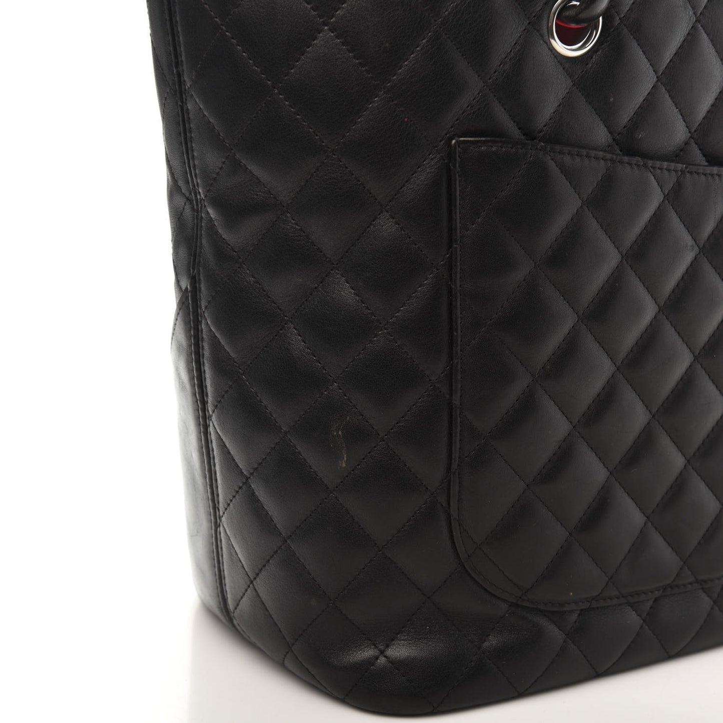 Calfskin Quilted Large Cambon Tote Black White