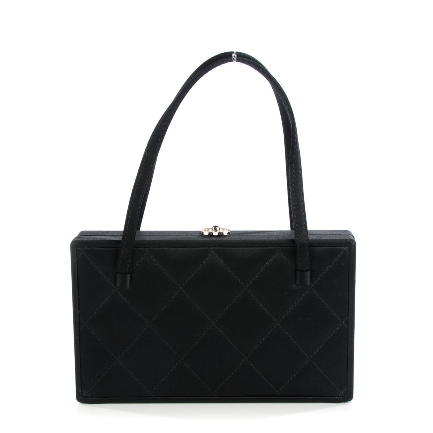 Satin Quilted Evening Bag Black