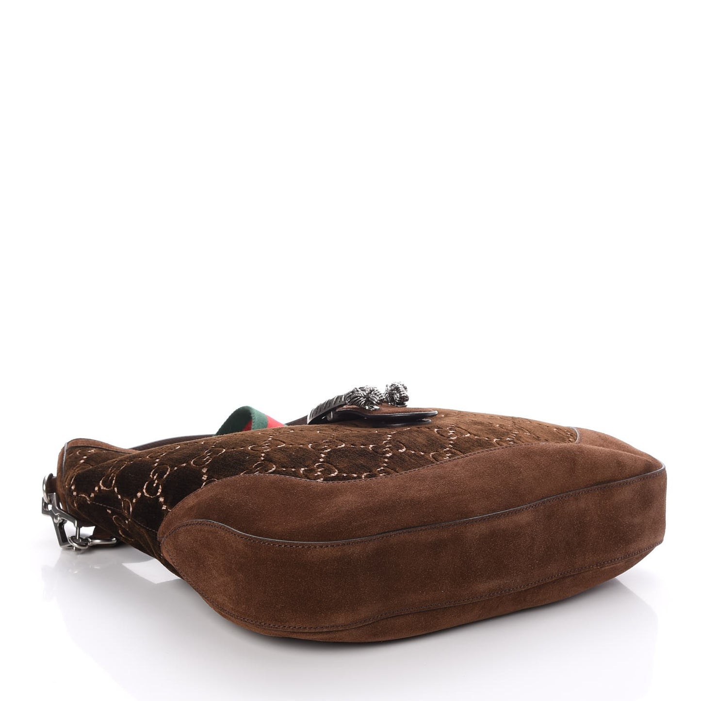 Velvet GG Monogram Web Medium Dionysus Hobo Brown