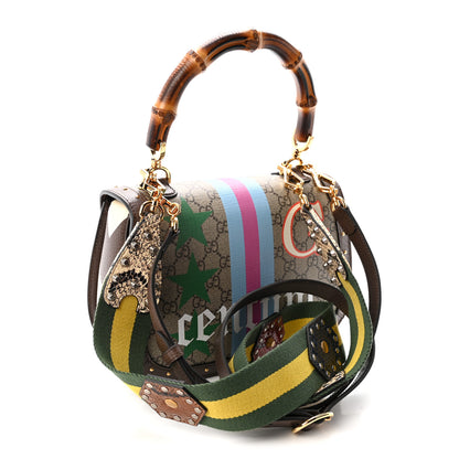 Gucci GG Supreme Monogram Studded Calfskin 100 Centennial Geometric Medium Bamboo 1947 Top Handle Bag Beige Ebony Multicolor 3 of 10