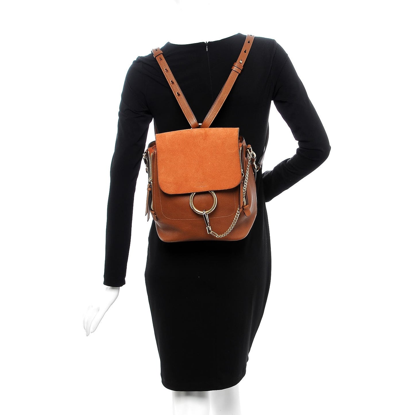 Suede Calfskin Medium Faye Backpack Tobacco