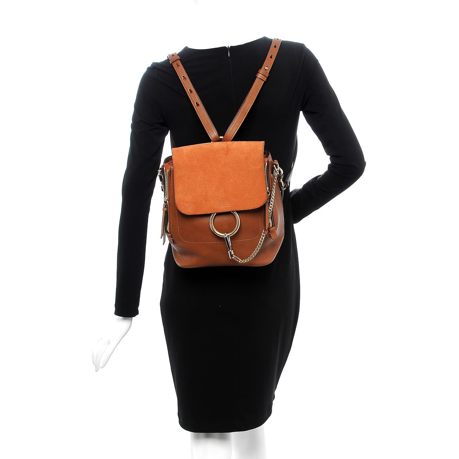 Chloe Suede Calfskin Medium Faye Backpack Tobacco 2 of 9