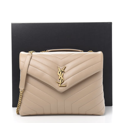 Saint Laurent Calfskin Y Quilted Monogram Medium Loulou Chain Satchel Nude Powder 12 of 12