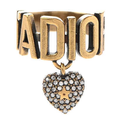 Christian Dior Metal J'Adior Crystal Heart Charm Ring M Gold 1 of 6