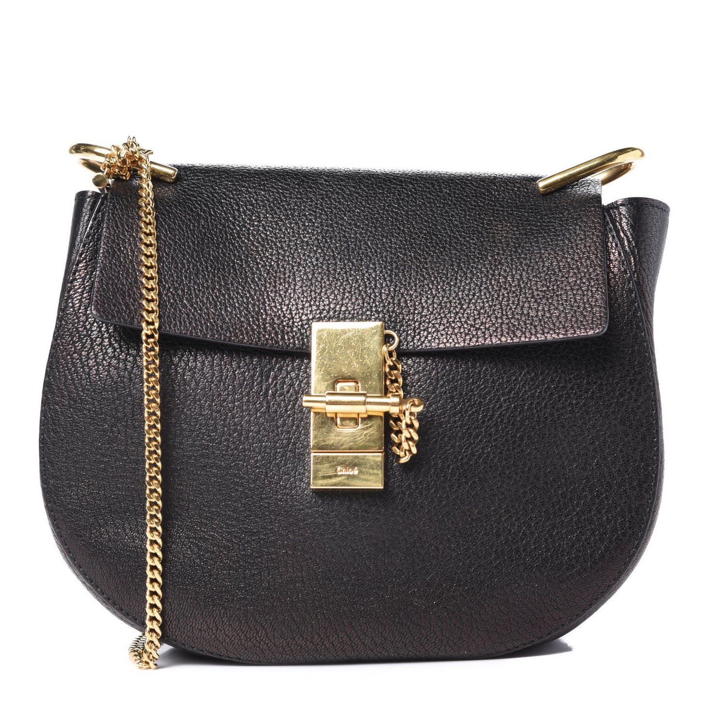 Grained Lambskin Drew Shoulder Bag Black