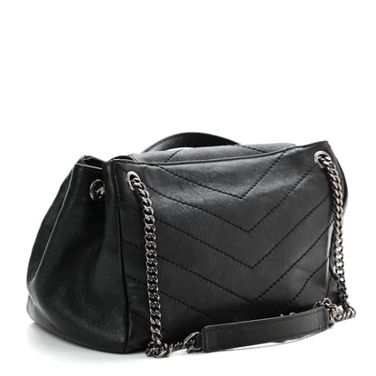 Saint Laurent Vintage Lambskin Chevron Monogram Small Nolita Black 3 of 10