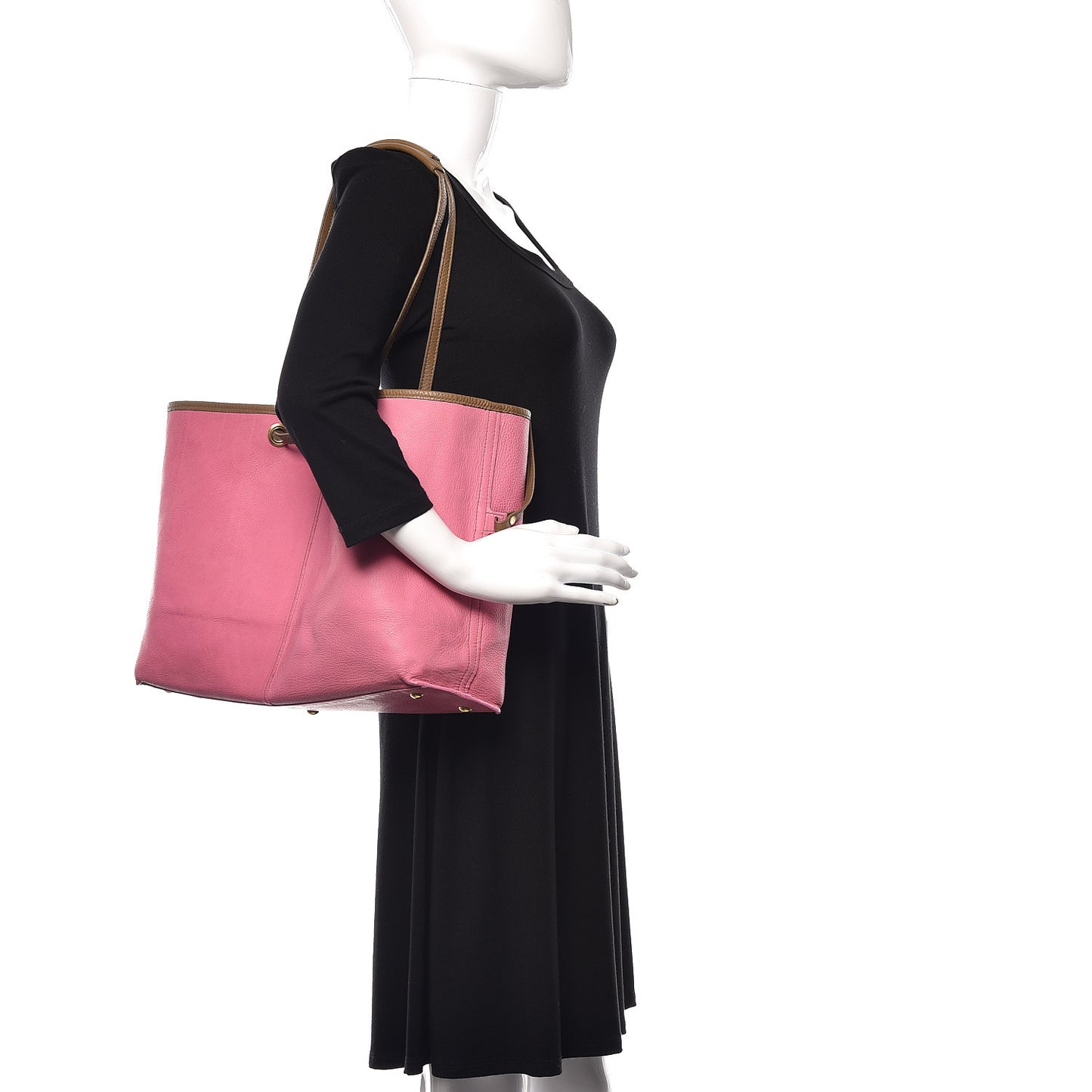 Calfskin Medium Neo Double Reversible Tote Dark Beige Pink