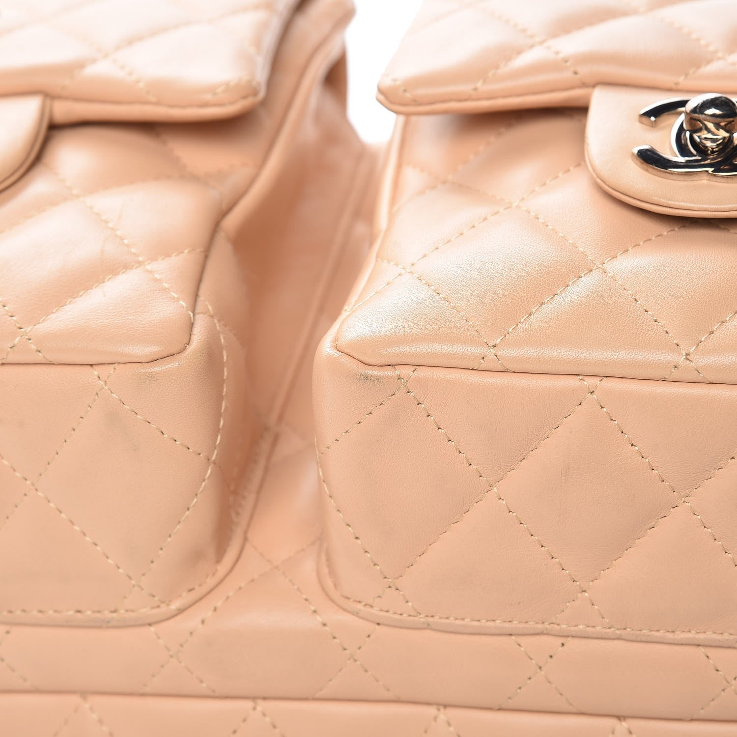 Chanel Calfskin Quilted Large Cambon Multipocket Reporter Beige Black 13 of 16