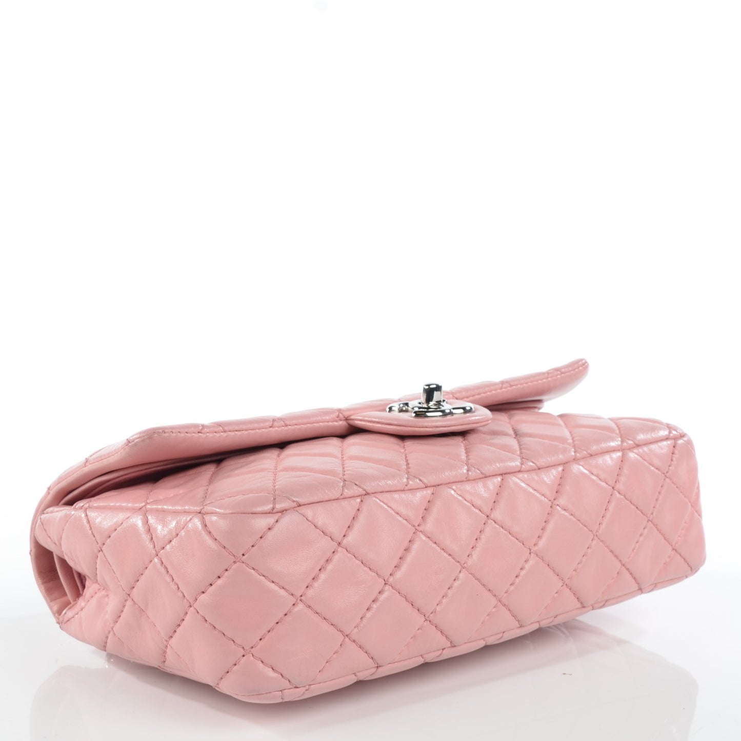 Lambskin Quilted Medium Double Flap Light Pink